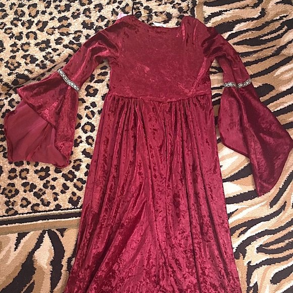 CALIFORNIA COSTUME COLLECTIONS LADY GWENHWYFAR RED LONG SLEEVE DRESS CHILD LARGE - Picture 3 of 4